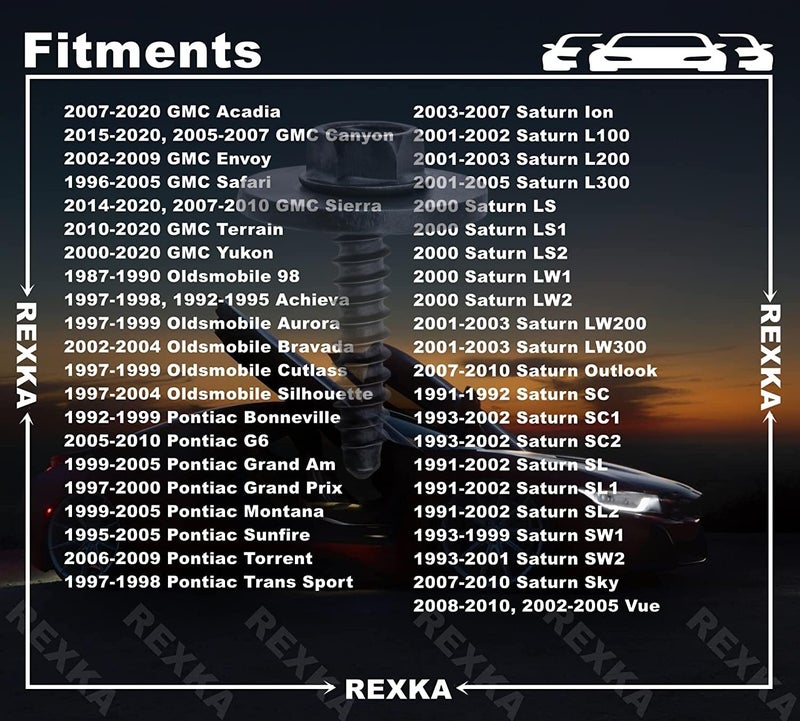 Rexka 20 Sets Multiporposes M4. 2x1. 41 Screws & Push-in U Nuts Kit for GM 11609952 11570498 -Fender Bumper Hood Headlamp Hood Trunk - Image 4